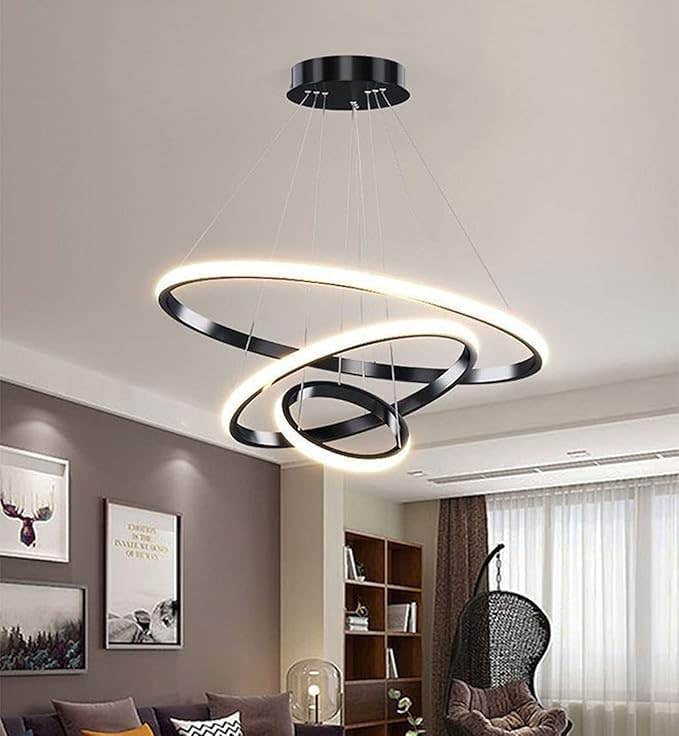 Modern Black LED Chandelier | Ceiling Mount | Acrylic Material