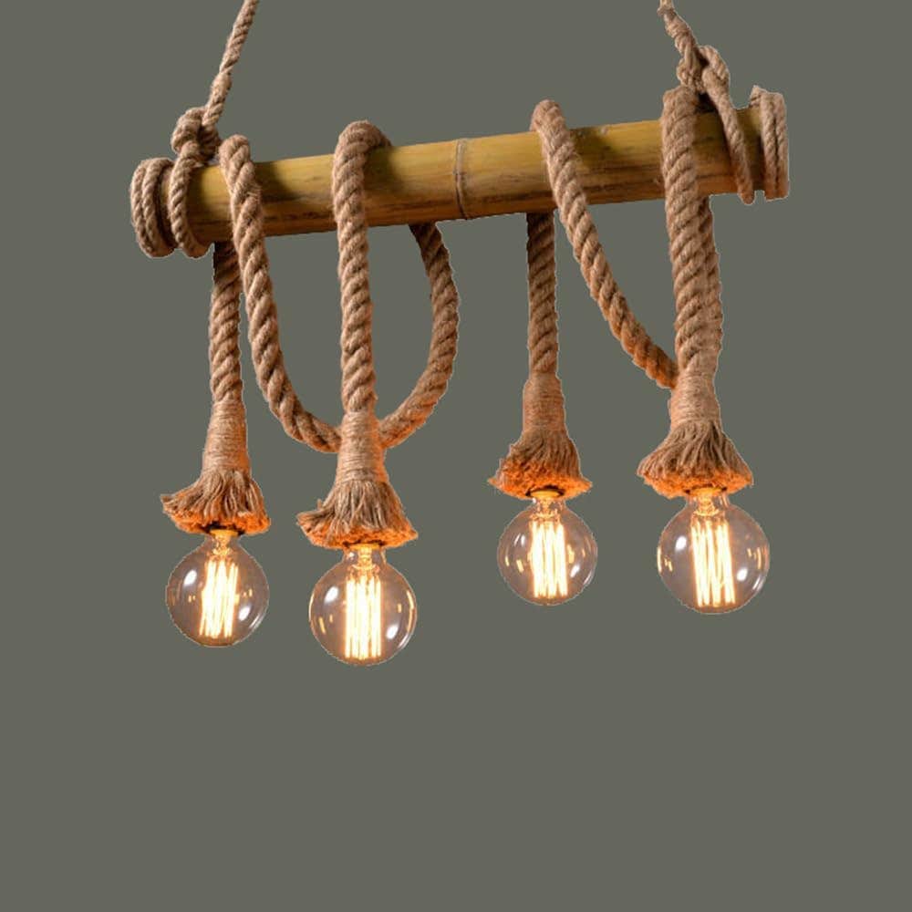 Bamboo Anchor Rope Hanging Lamp | 4 Bulbs