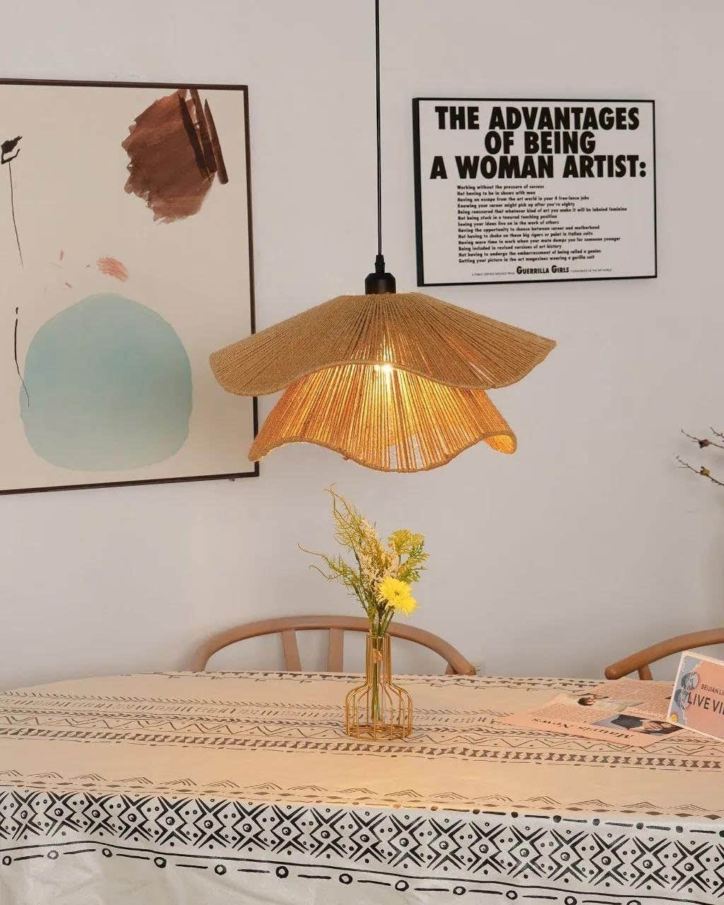 Mushkah Lighting Bohemian Natural Thread Flower Chandelier