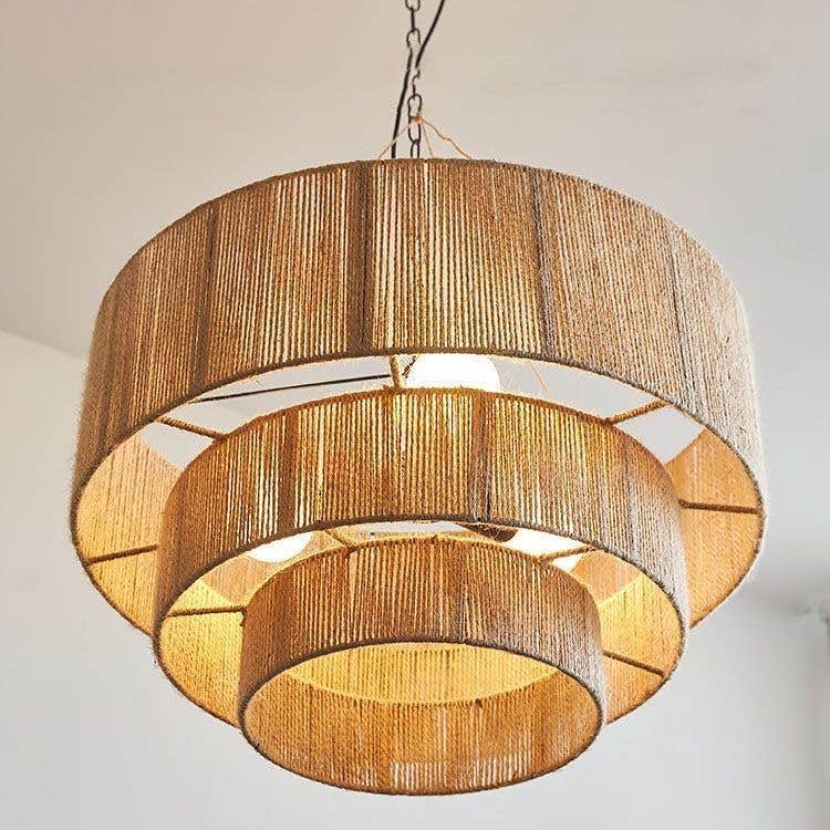 Mushkah Lighting Boho 3 Tier Chandelier__ Beige - All Accessories Without Light Bulbs