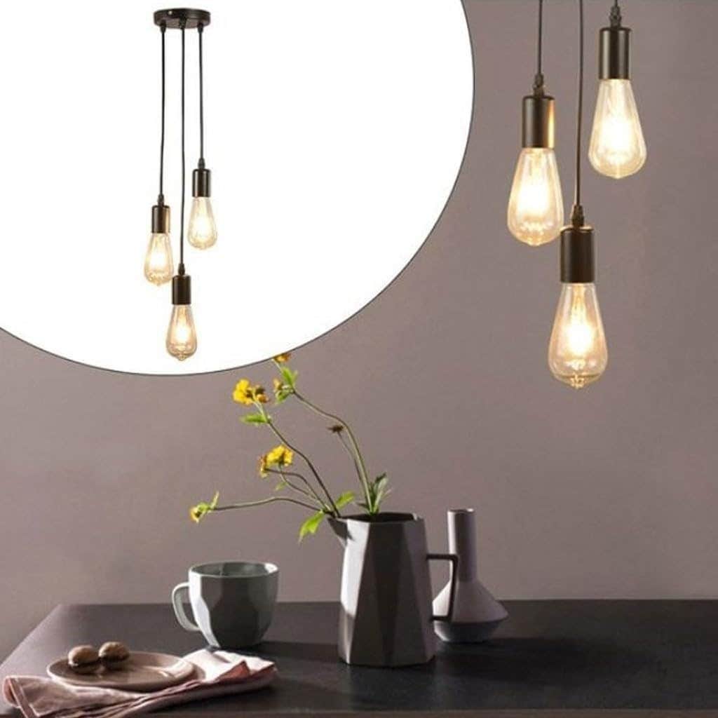 Chandelier - Black 3 Bulb