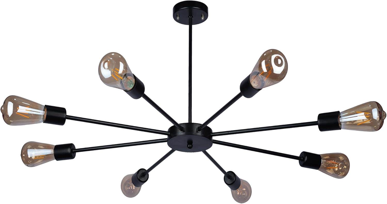 Zavi Chandelier 8 Bulb Black