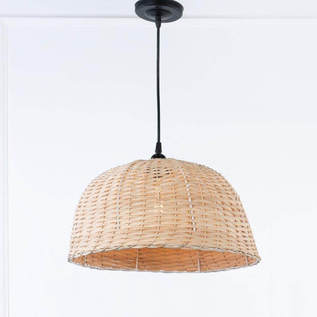 Meshkah Fanta Boho Bamboo Chandelier, Beige, 30 cm Width × 25 cm Height, Living Room