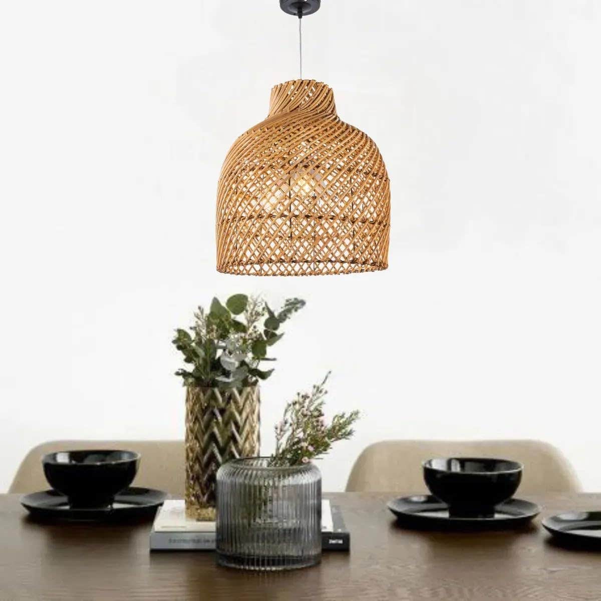 Mishkah Lighting Boho Bamboo Chandelier - Perfect for Adding a Touch of Nature to Any Room in Your Home - Elegant and Modern Design