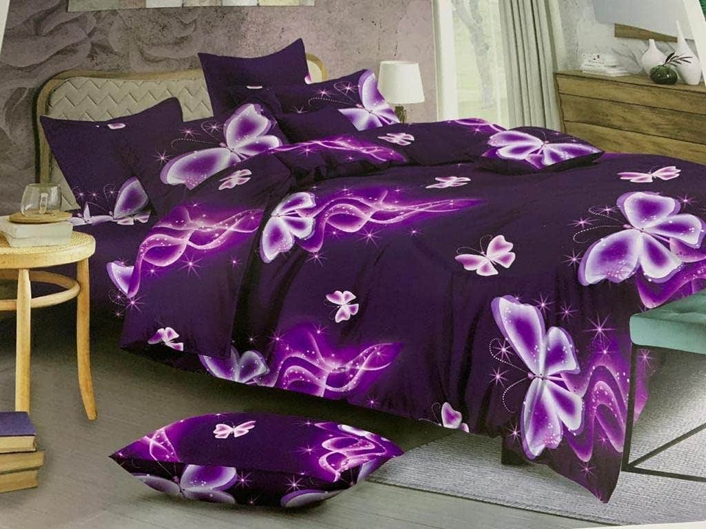 Cotton 3D Turkish Bed Sheet Set - 4 Pieces - Size 240 * 260 cm - Comfortable Designs - High Quality