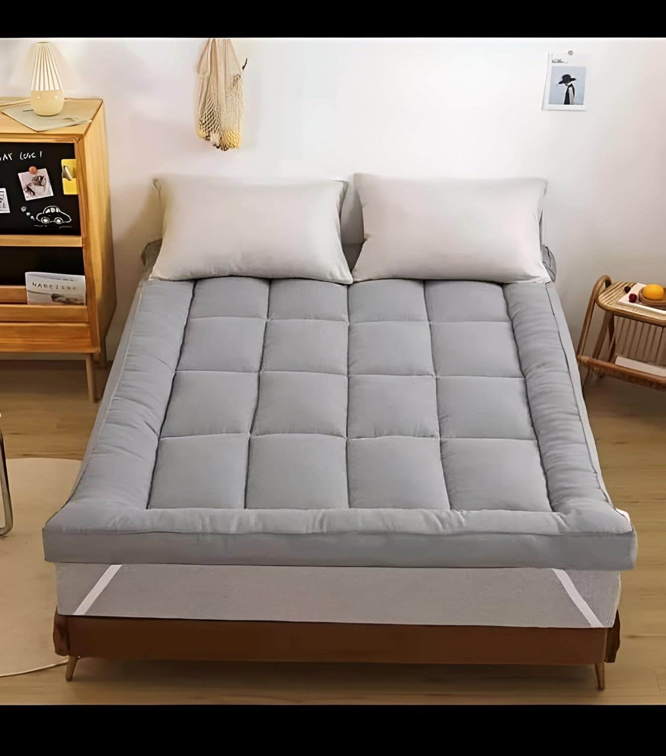 مرتبة بأصفات فندقية - مقاس (180x200) - ارتفاع 7سم - مريحة وعملية (Light grey)
