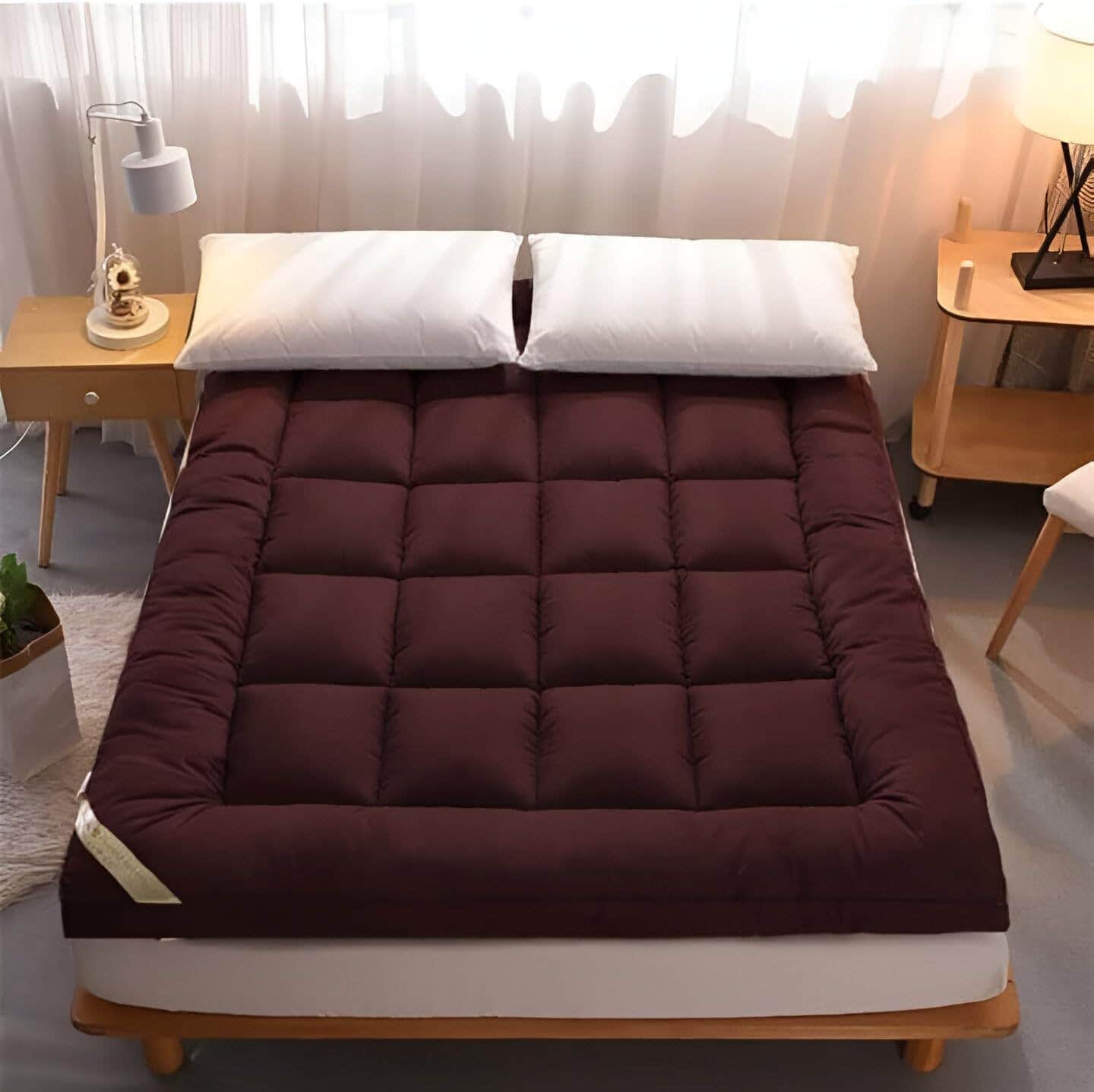 Luxury Hotel-Quality Fiber Mattress Topper - 140x200 cm - 7cm - Brown