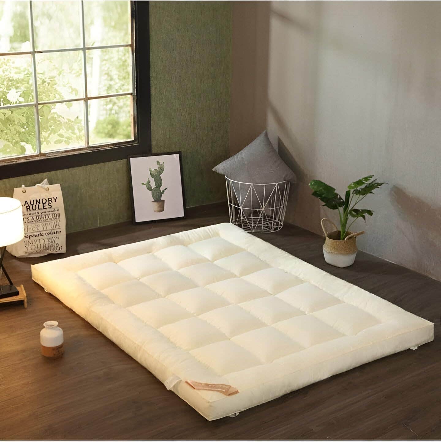 Fiber Mattress Topper, 150×200 cm, 7 cm Height - Off-White