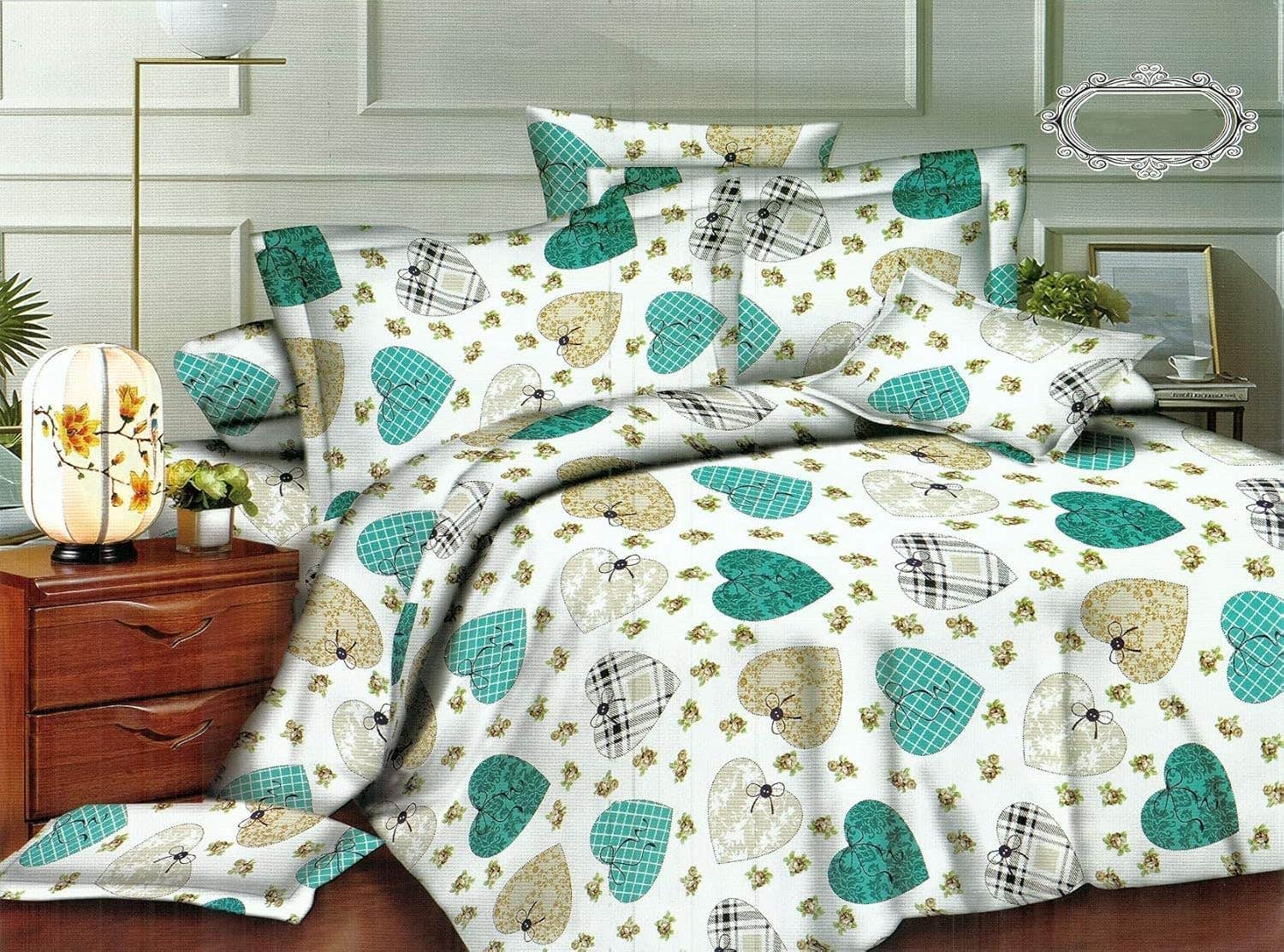 "Premium Turkish Cotton 3D Bedding Set - 4 Pieces, High-Quality Comfort Design, includes 240x260cm Sheet, 45x160cm Pillowcase, and 2x 50x70cm Pillowcases"