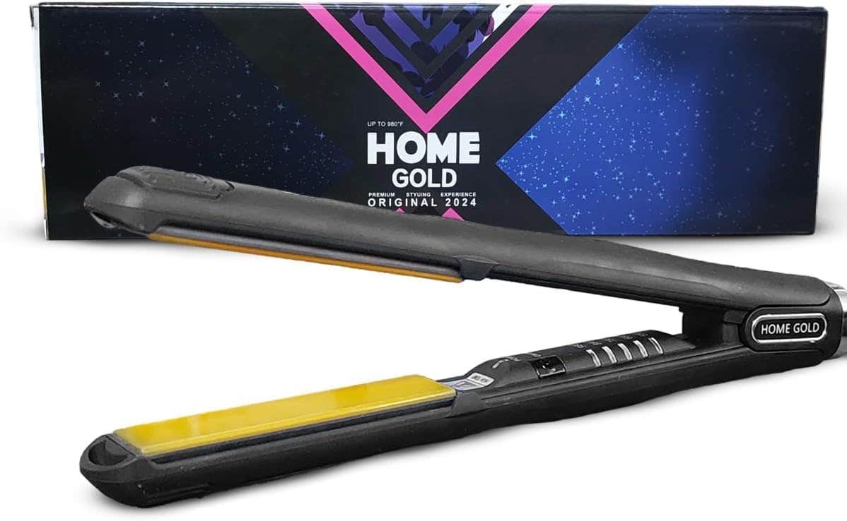 HOME GOLD Professional Hair Straightener 980°F, Nano Ceramic Coating, Ionic Technology