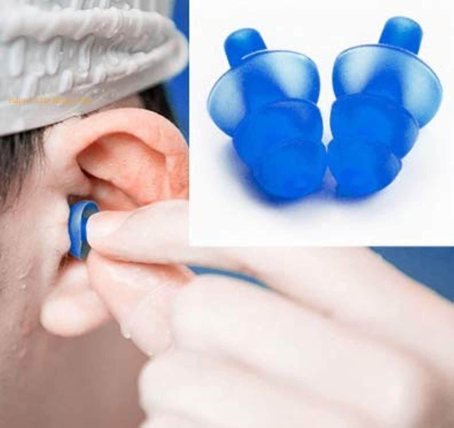 Zhuang Silicone Earplugs - Noise Reduction for Sleeping, Swimming, Snoring, Concerts - Blue, 35 dB, Reusable
