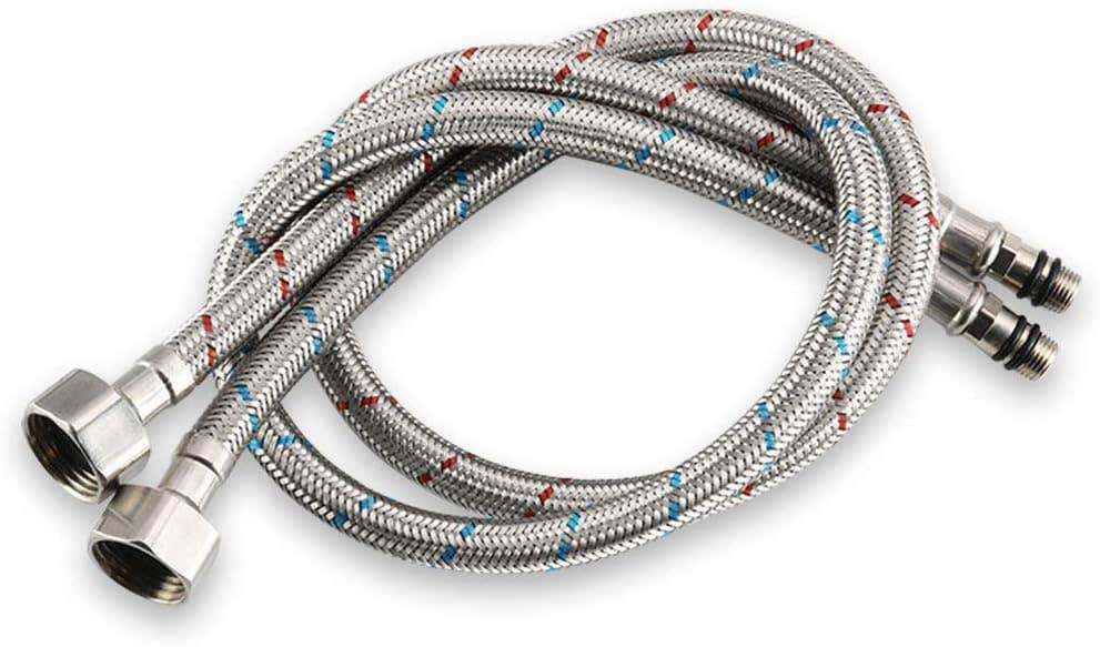 Yorten 1/2" Stainless Steel Sink Faucet Hoses - Adjustable Hot and Cold Water Supply - 23 Inch Long - Basin Tap Inlet Hose