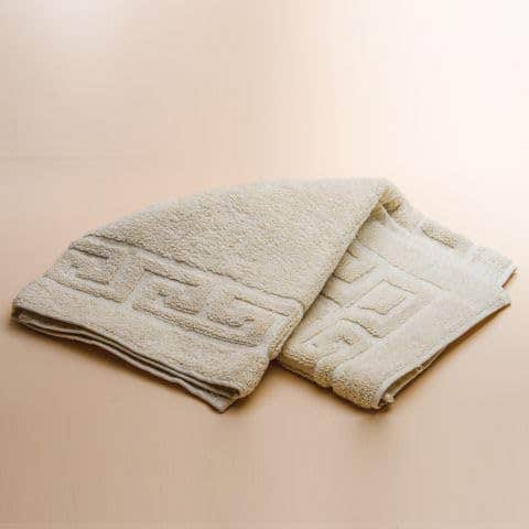 Pharaonic Traz Engraved Cotton Bath Mat - Non-Slip Beige (50x70 cm)