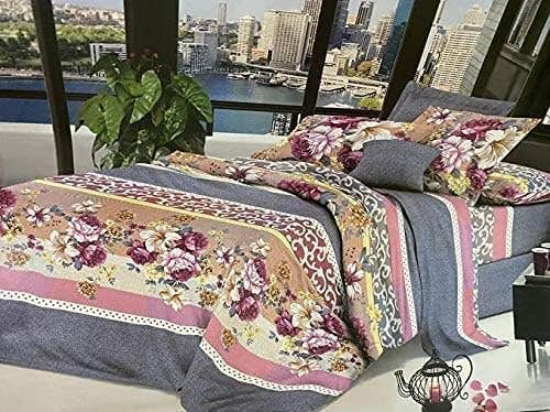 Turkish Cotton 4-Piece Bed Sheet Set - High-Quality 240x260 cm - Floral Design