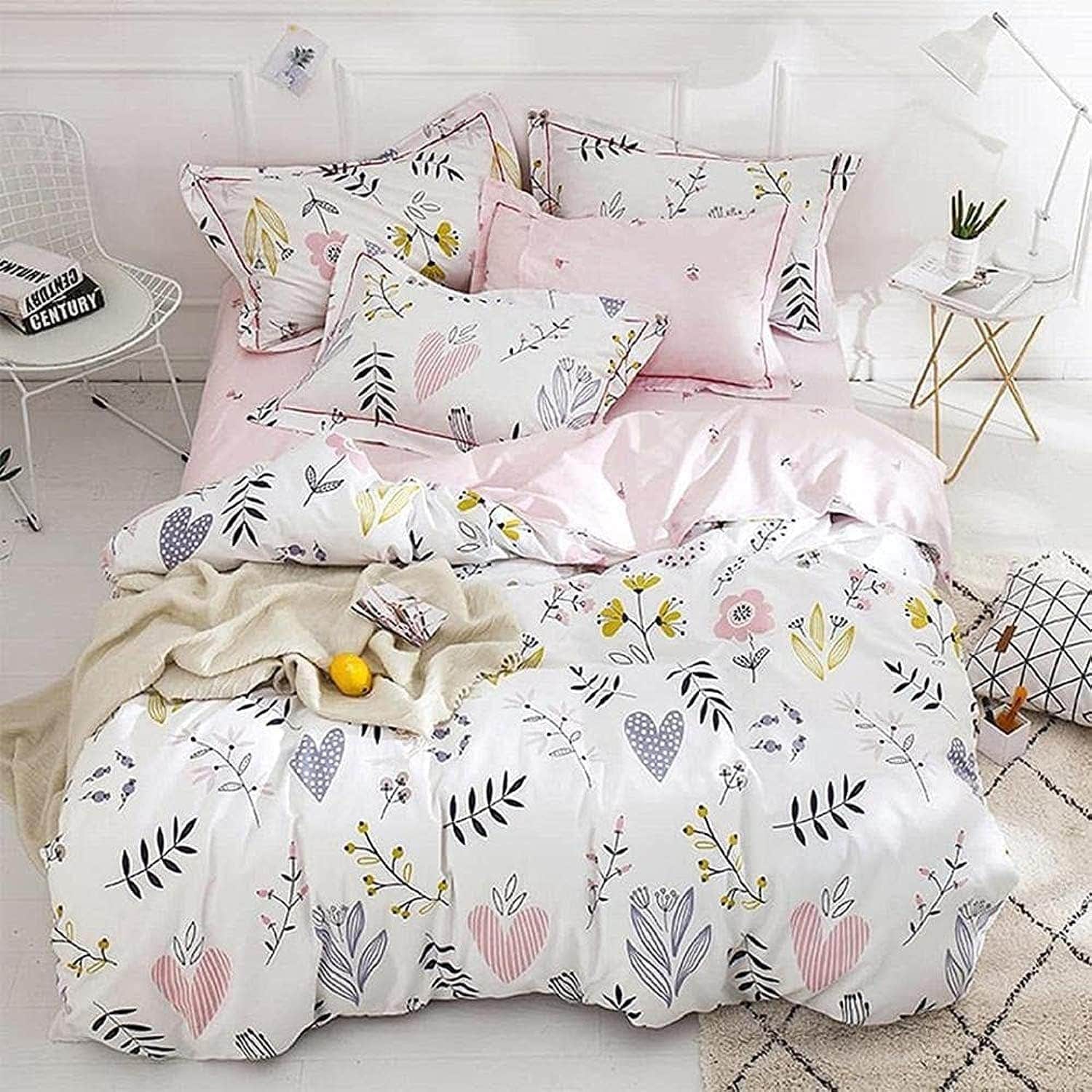 "Premium Turkish Cotton 3D Bedding Set, 4-Piece - 240x260cm Sheet, 45x160cm Pillowcase, 2x 50x70cm Pillowcases - High-Quality Material - Versatile Designs"
