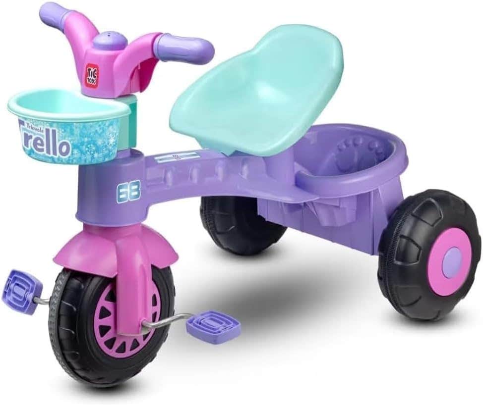 TicToys Trello Kids Tricycle – Durable 3-Wheel Pedal Bike with Storage Bucket, Bell & Anti-Slip Tires – Ages 2 to 6 Years (Purple)