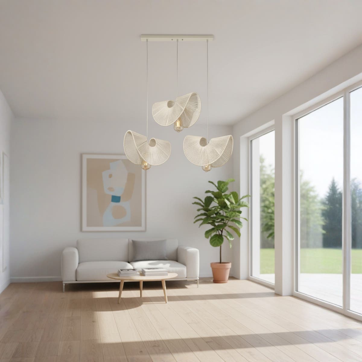 Mushkah Lighting - Creative Elegance with Natural Details - Hand Held Spiral Triple Chandelier