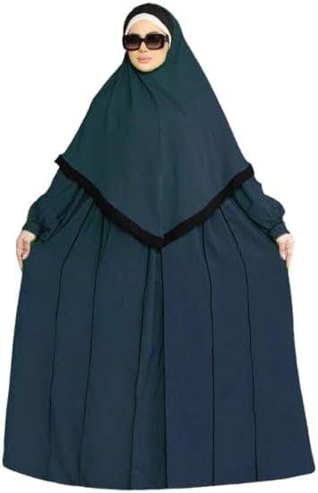 Women's Abaya - Gamal Sons, Royal Crepe, Model 8109, 2 Pieces - Petrol Blue