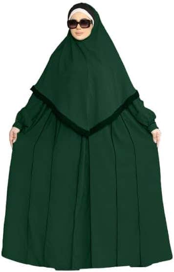 Women's Abaya - Gamal Sons, Royal Crepe, Model 8109, 2 Pieces, Luxury - Green