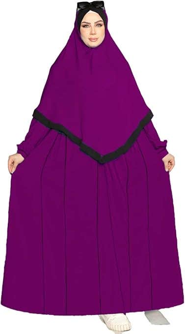 Women's Abaya - Gamal Sons, Royal Crepe, Model 8109, 2 Pieces - Purple