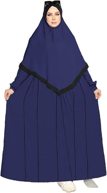 Women's Abaya - Gamal Sons, Royal Crepe, 2 Pieces, Luxury - Blue