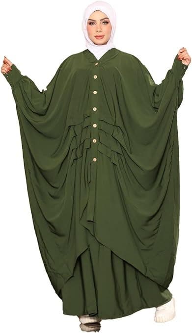 Women's Abaya - Gamal Sons, Royal Crepe, Model 8089, 1 Piece - Olive