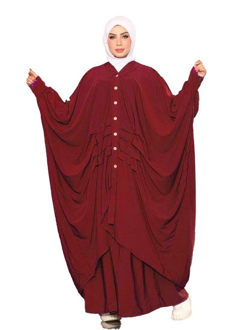 Women's Abaya - Gamal Sons, Royal Crepe, 1 Piece, Luxury - Burgundy