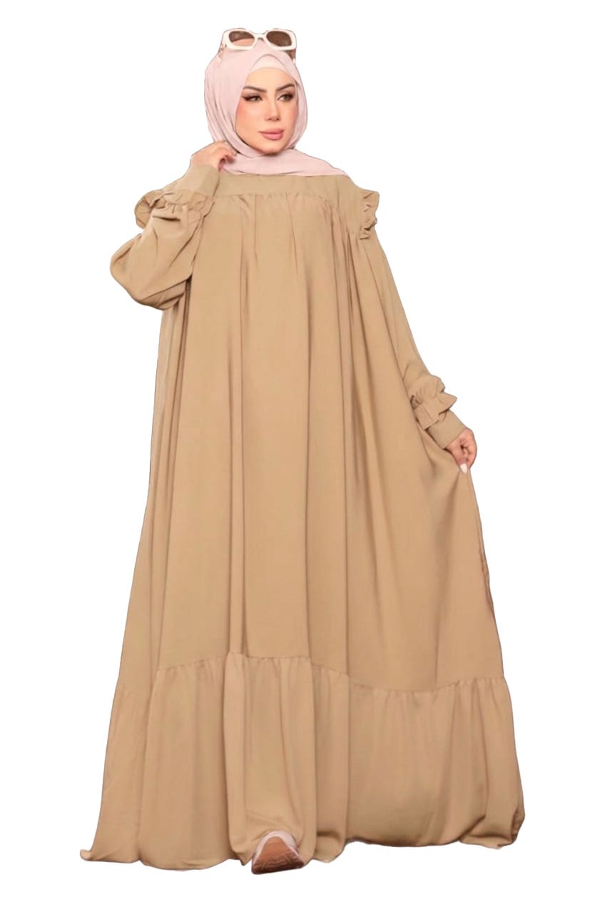 Women's Abaya - Gamal Sons, Royal Crepe, Model 8086, 1 Piece, Luxury - Beige