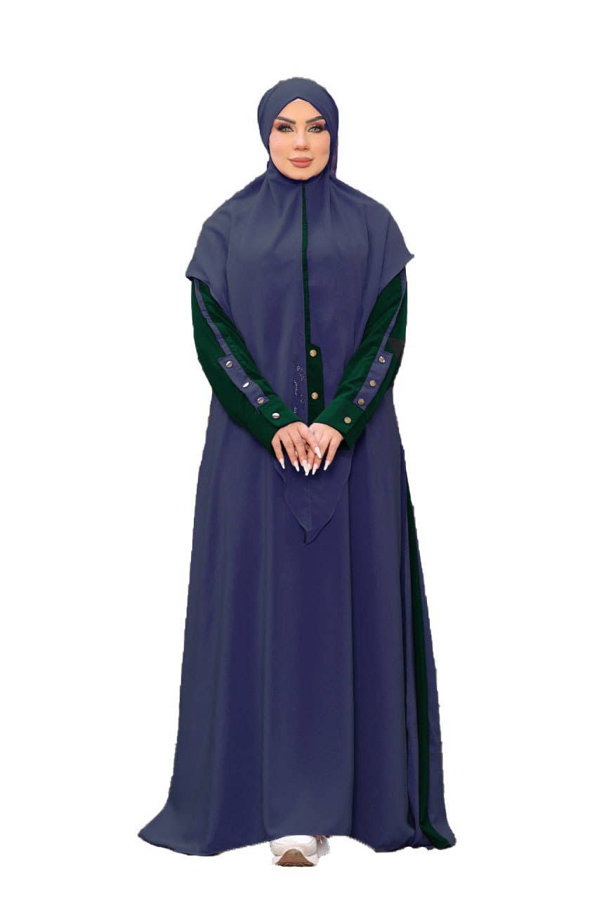 Women's Abaya - Gamal Sons, Royal Crepe, Model 8214, 2 Pieces, Luxury - Blue