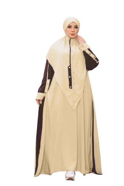 Women's Abaya Set - Gamal Sons, Model 8214, 2 Pieces, Luxury - Beige