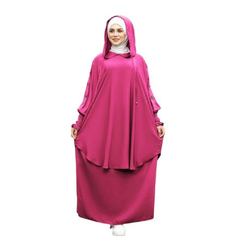 Women's Abaya - Gamal Sons, Royal Crepe, Model 8022, 3 Pieces, Luxury - Pink
