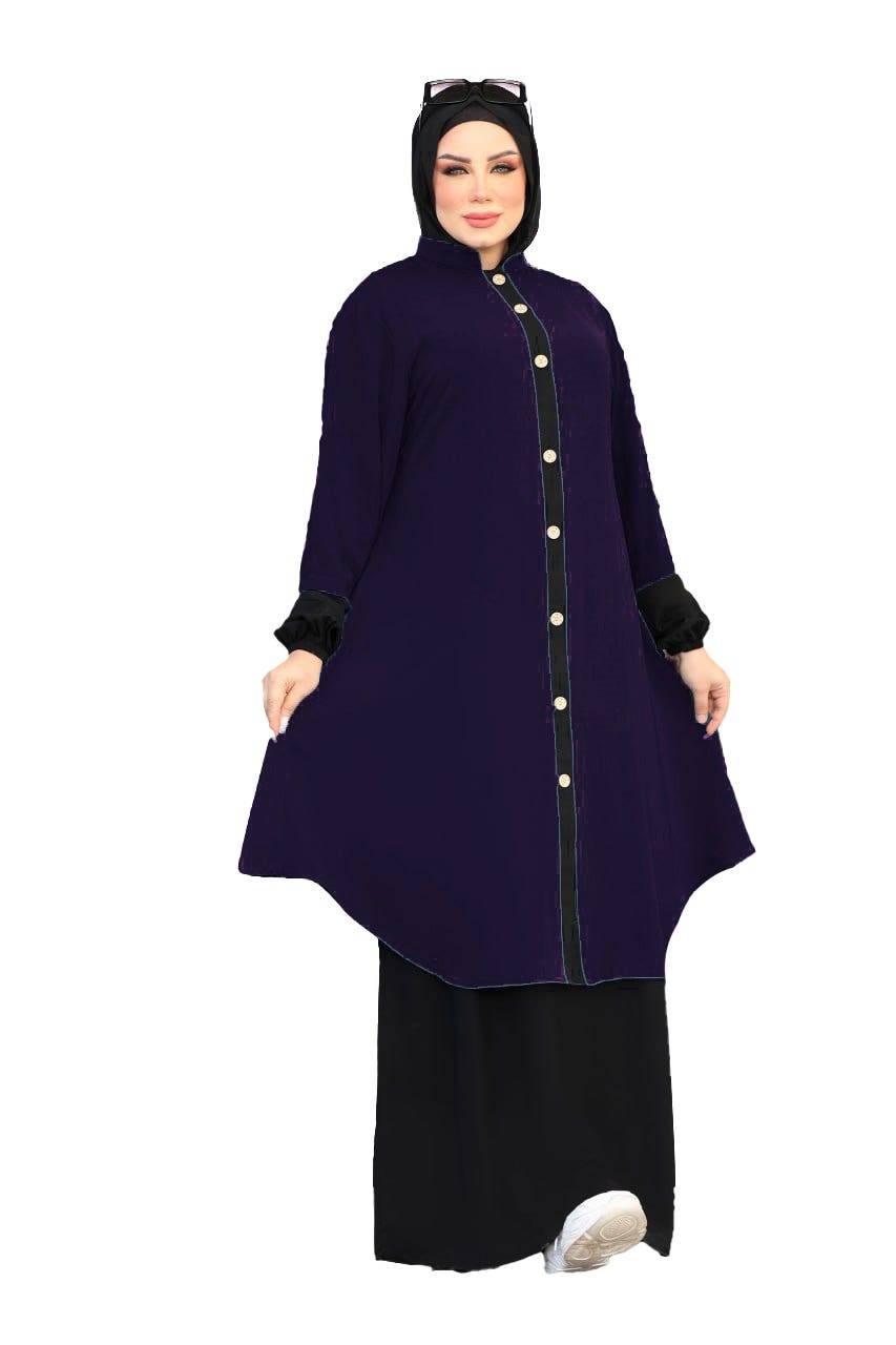Women's Abaya - Gamal Sons, Royal Crepe, Model 8135, 2 Pieces, Luxury - Blue