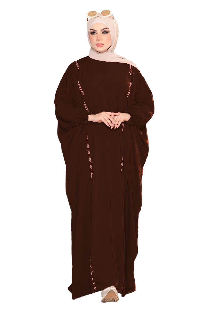 Women's Abaya - Gamal Sons, Royal Crepe, One Size, Suitable up to 80 kg, Model 7083, 1 Piece, Luxury - Black