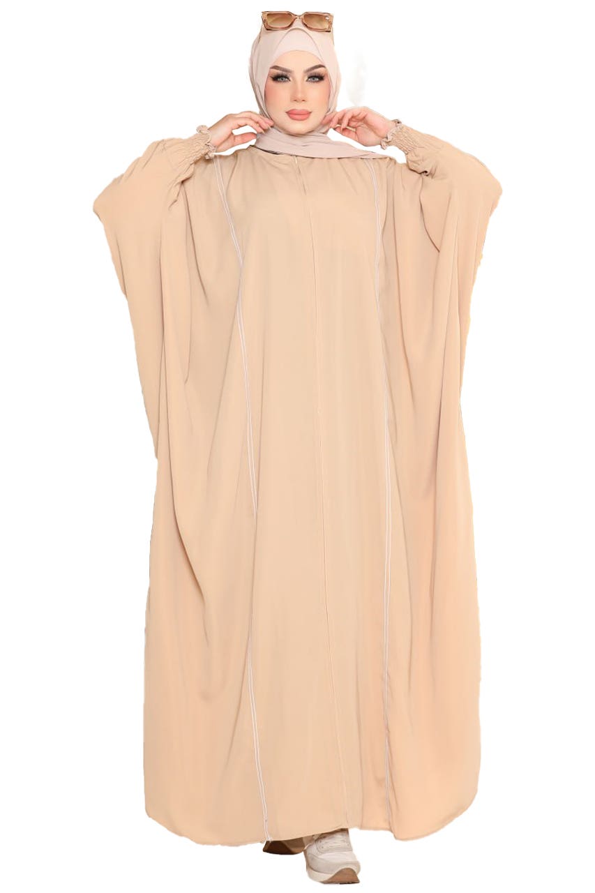 Women's Abaya - Gamal Sons, Royal Crepe, Model 7083, 1 Piece, Luxury - Beige