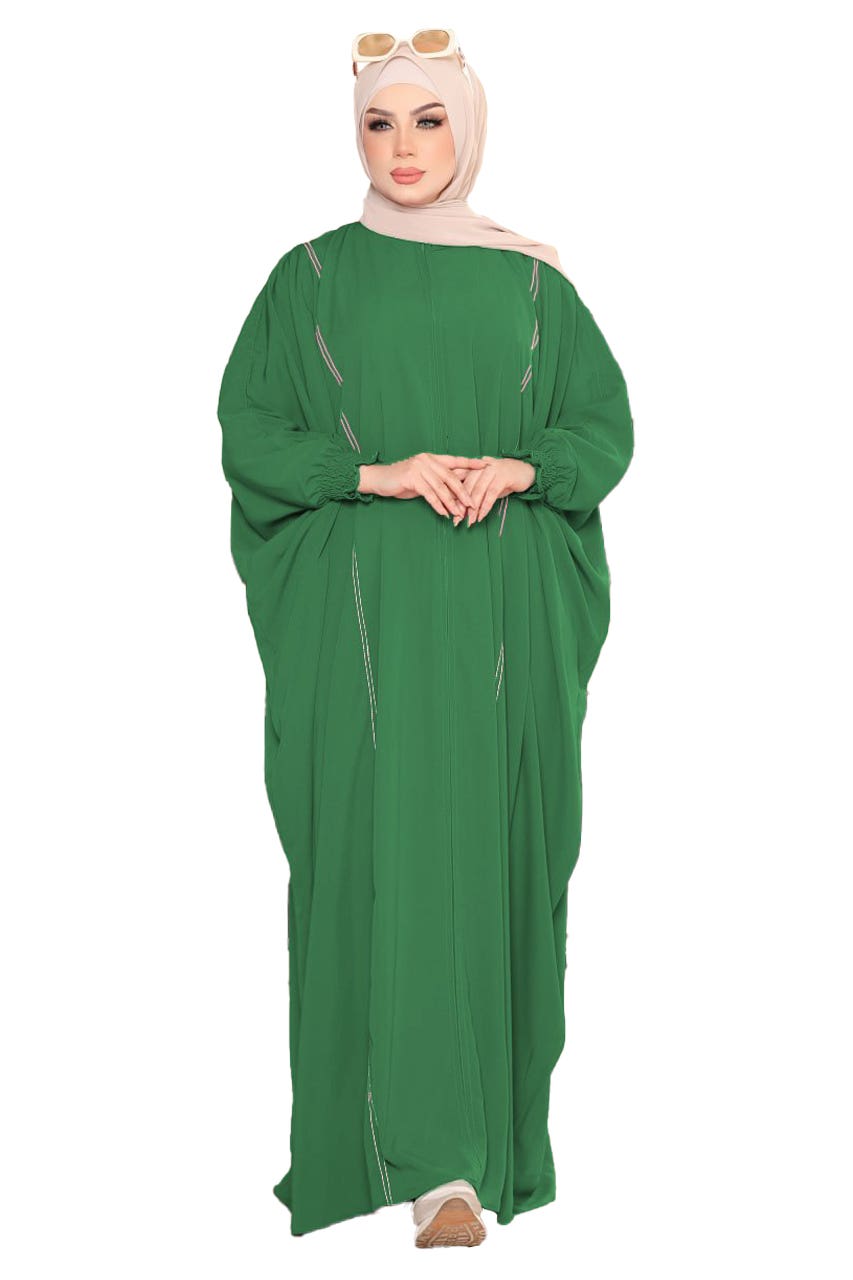 Women's Abaya - Gamal Sons, Royal Crepe, Model 7083, 1 Piece, Luxury - Green