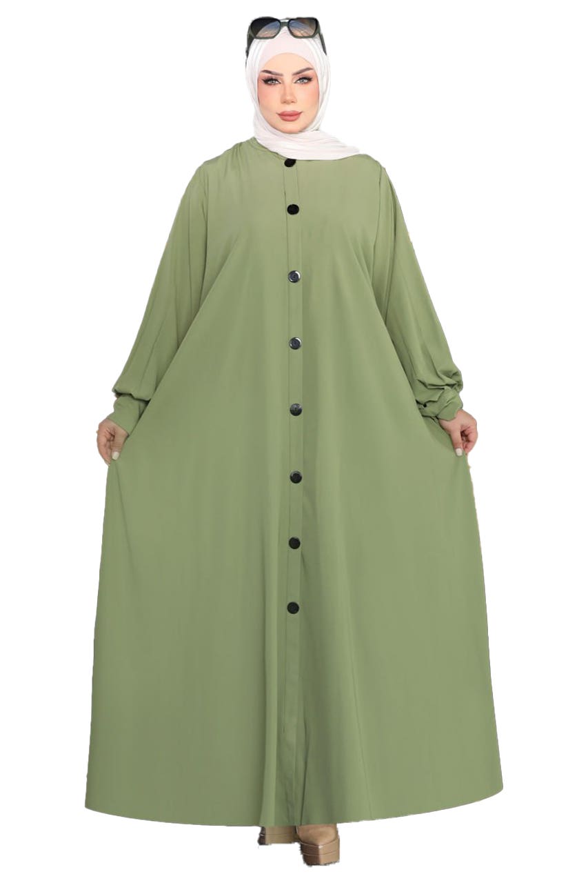 Women's Abaya - Gamal Sons, Royal Crepe, Model 4301, 1 Piece, Luxury - Apple Green