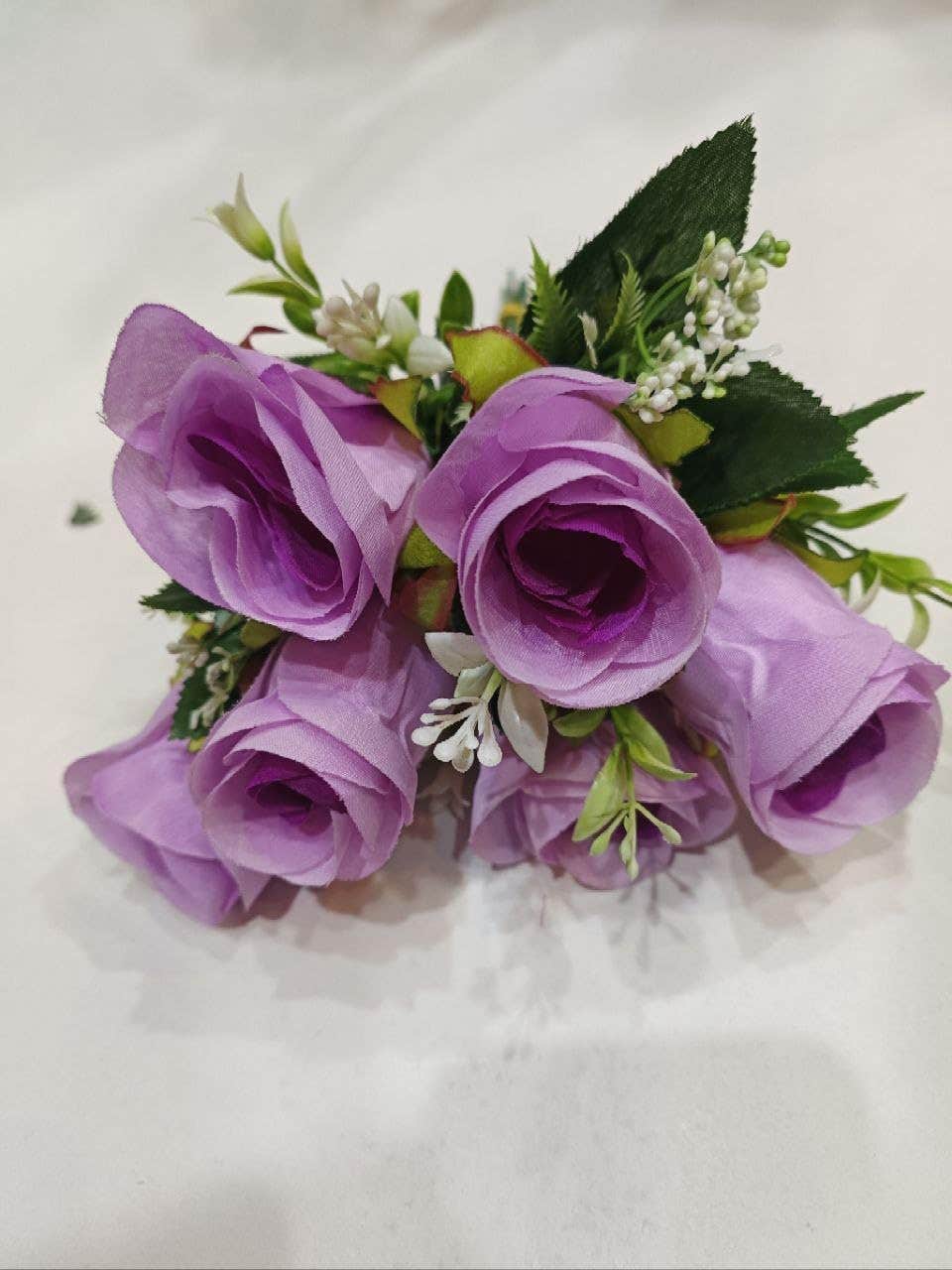 Small Artificial Rose Bouquet for Decoration, Wedding Centerpieces, Vase, Table Decor, for Home, Office, Festival Venue (Mauve)