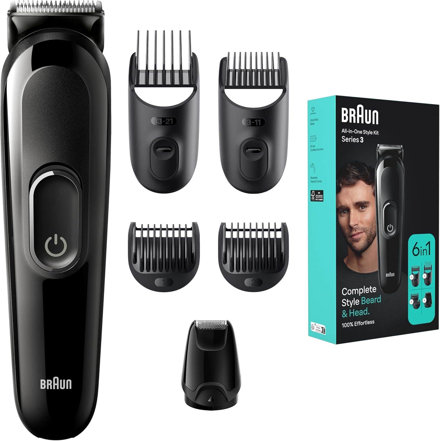 Braun 6-in-1 All-in-One Beard & Head Style Kit, Cordless - Black