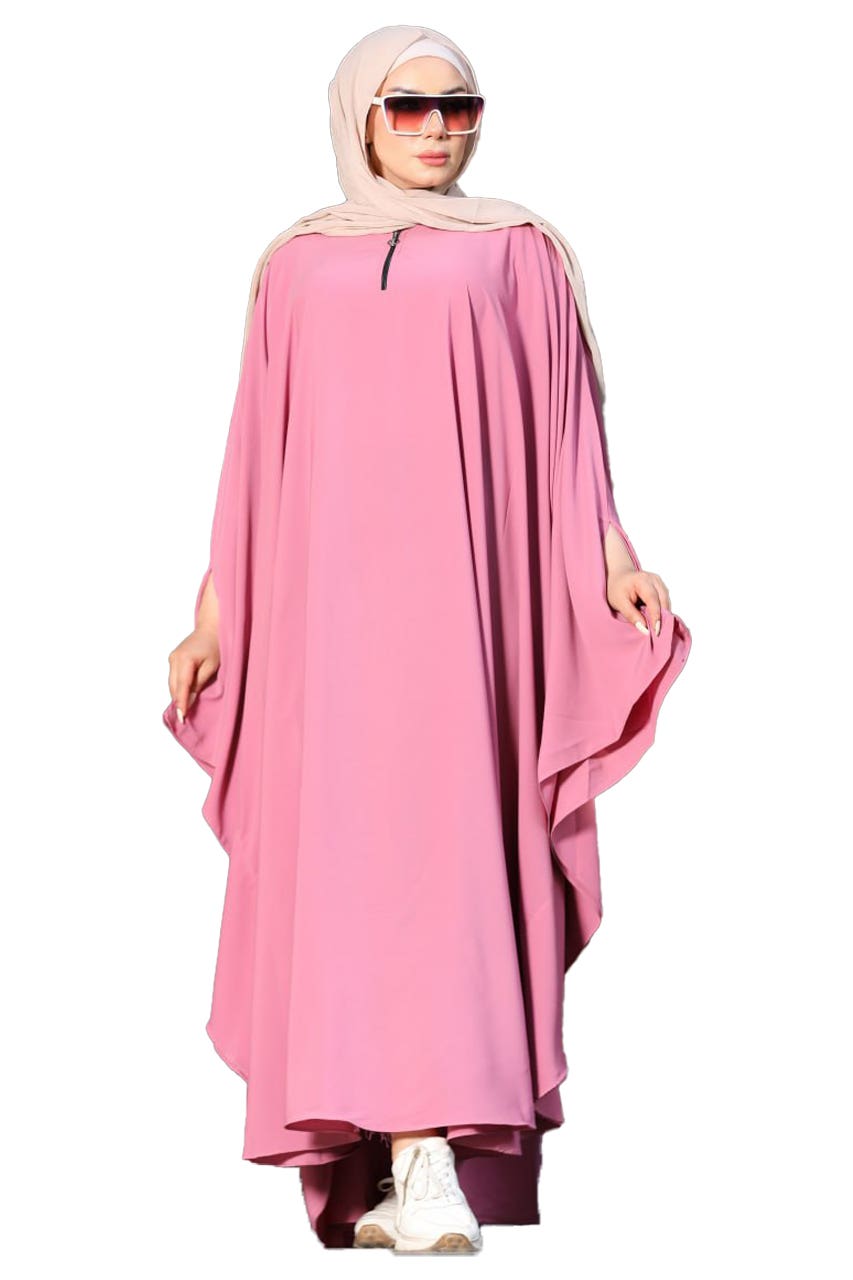 Women's Abaya - Gamal Sons, Royal Crepe, Model 4043, 1 Piece, Luxury - Pink