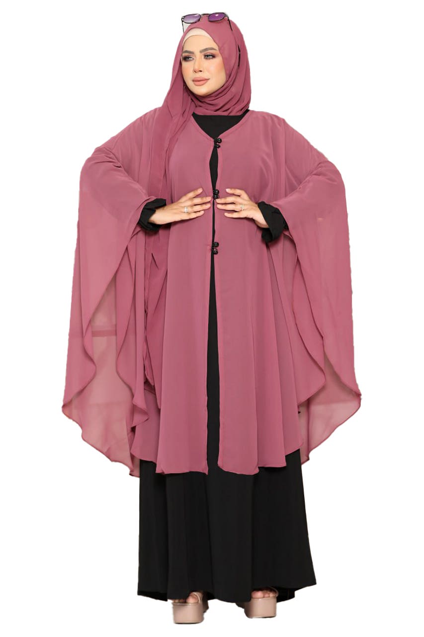 Women's Abaya - Gamal Sons, Royal Crepe, Model 8166, 2 Pieces, Luxury - Burgundy
