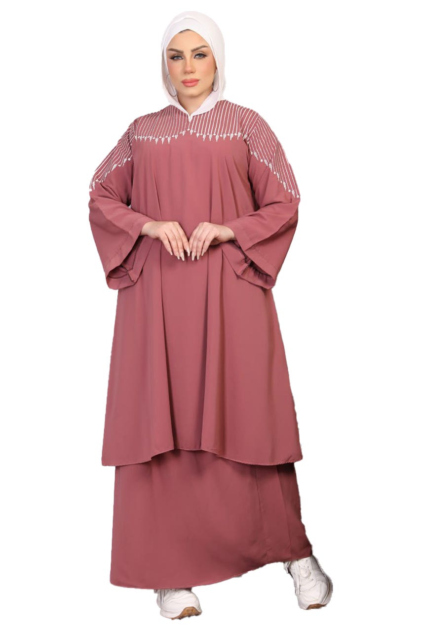Women's Abaya - Gamal Sons, Royal Crepe, Model 7039, 2 Pieces - Cashmere
