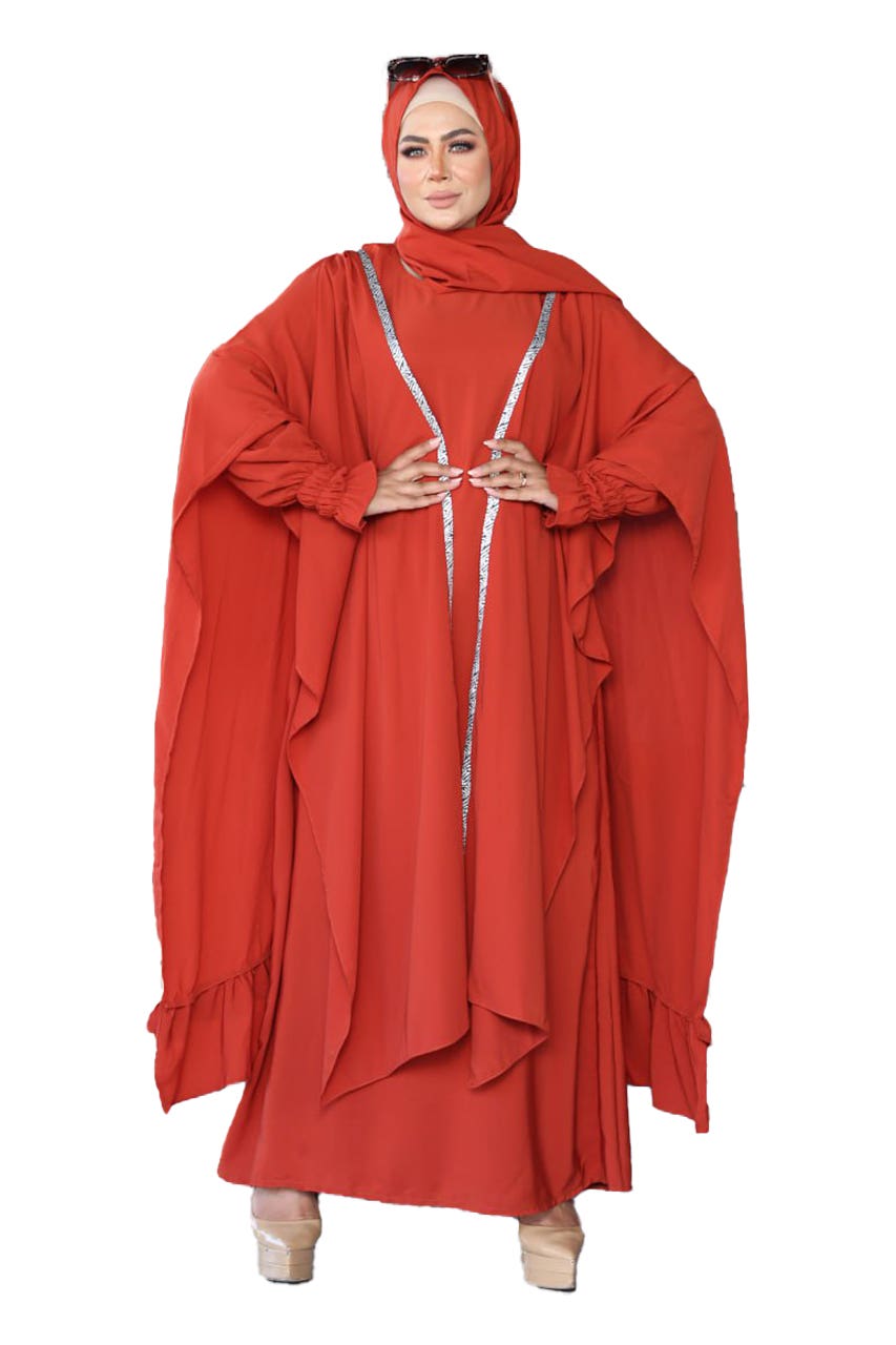 Women's Abaya - Gamal Sons, Model 8183, 4 Pieces, Luxury - Burgundy