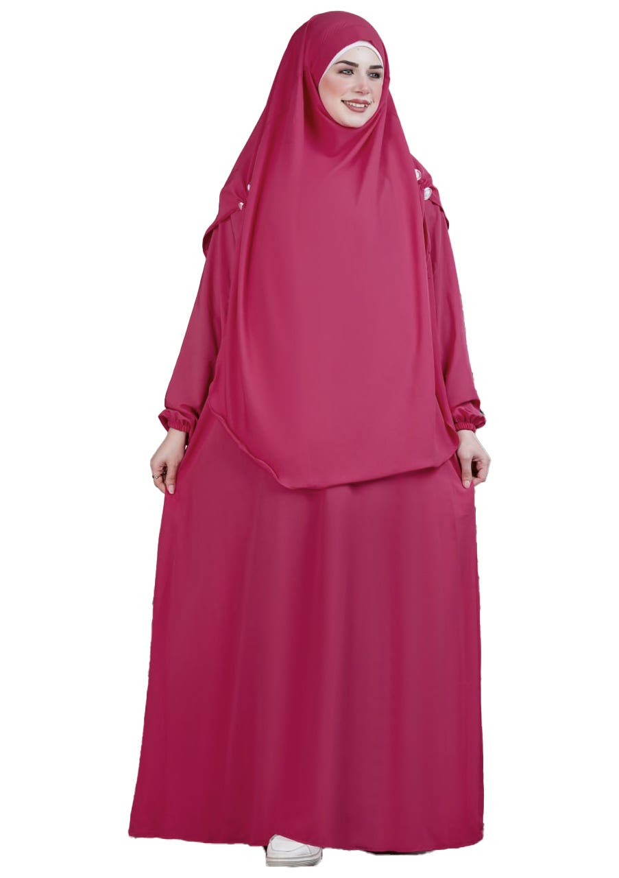 Women's Abaya Set - Gamal Sons, Royal Crepe, Model 7012, 2 Pieces, Luxury - Red