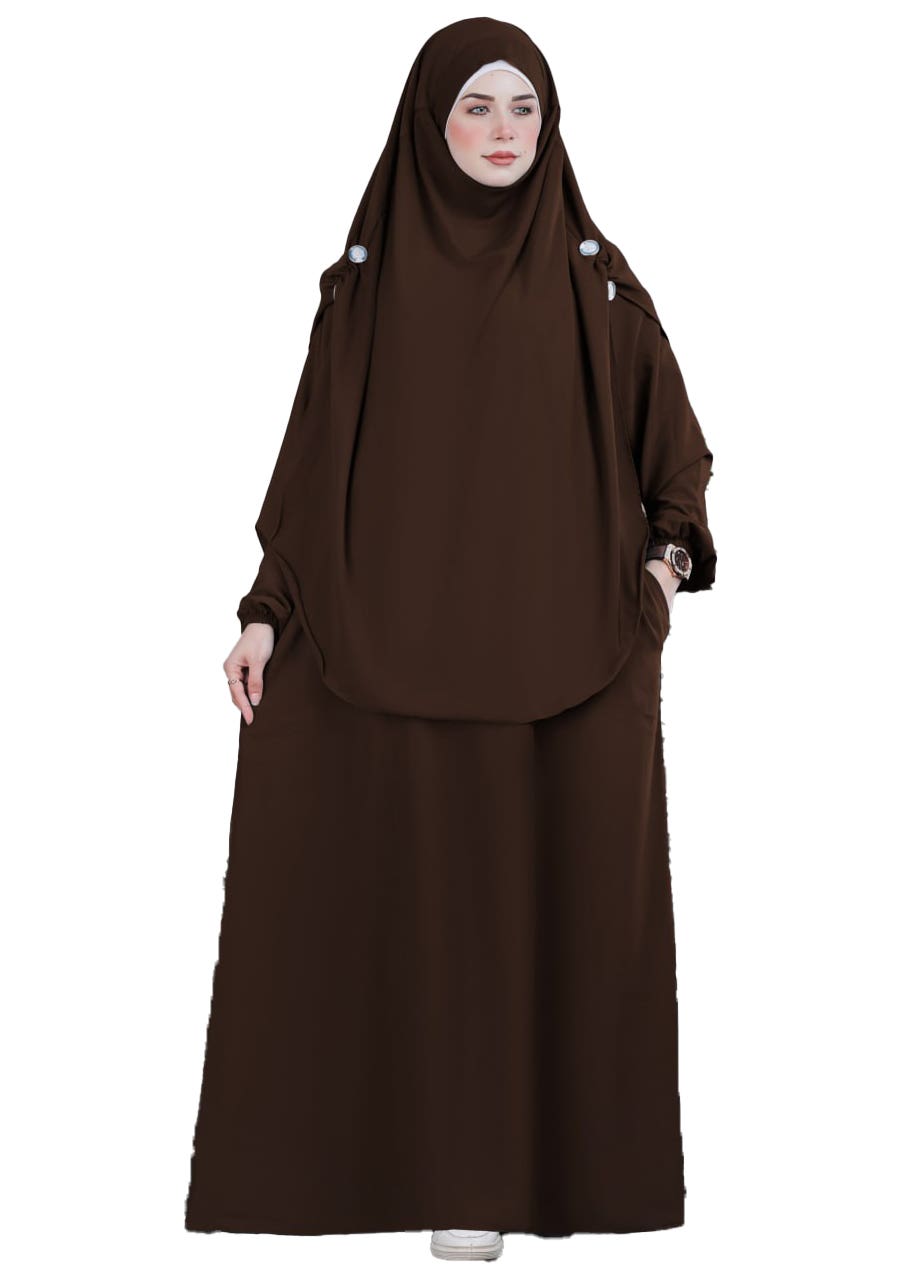 Women's Abaya - Gamal Sons, Royal Crepe, Model 7012, 2 Pieces, Luxury - Green
