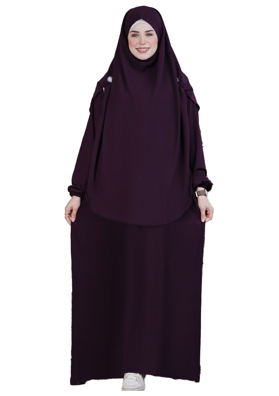 Women's Abaya - Gamal Sons, Royal Crepe, Model 7012, 2 Pieces, Luxury - Purple