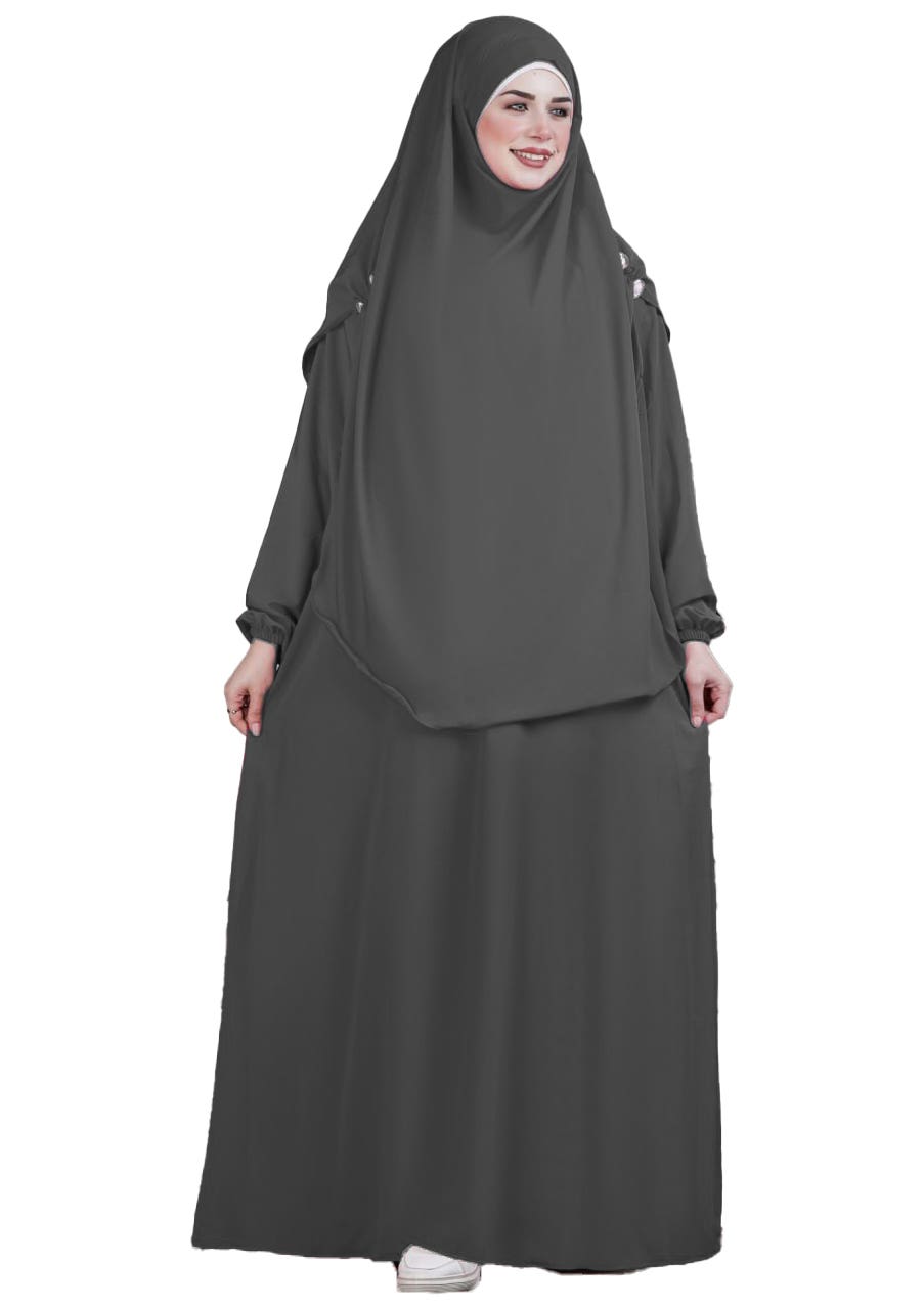 Women's Abaya - Gamal Sons, Royal Crepe, Model 7012, 2 Pieces, Luxury - Brown