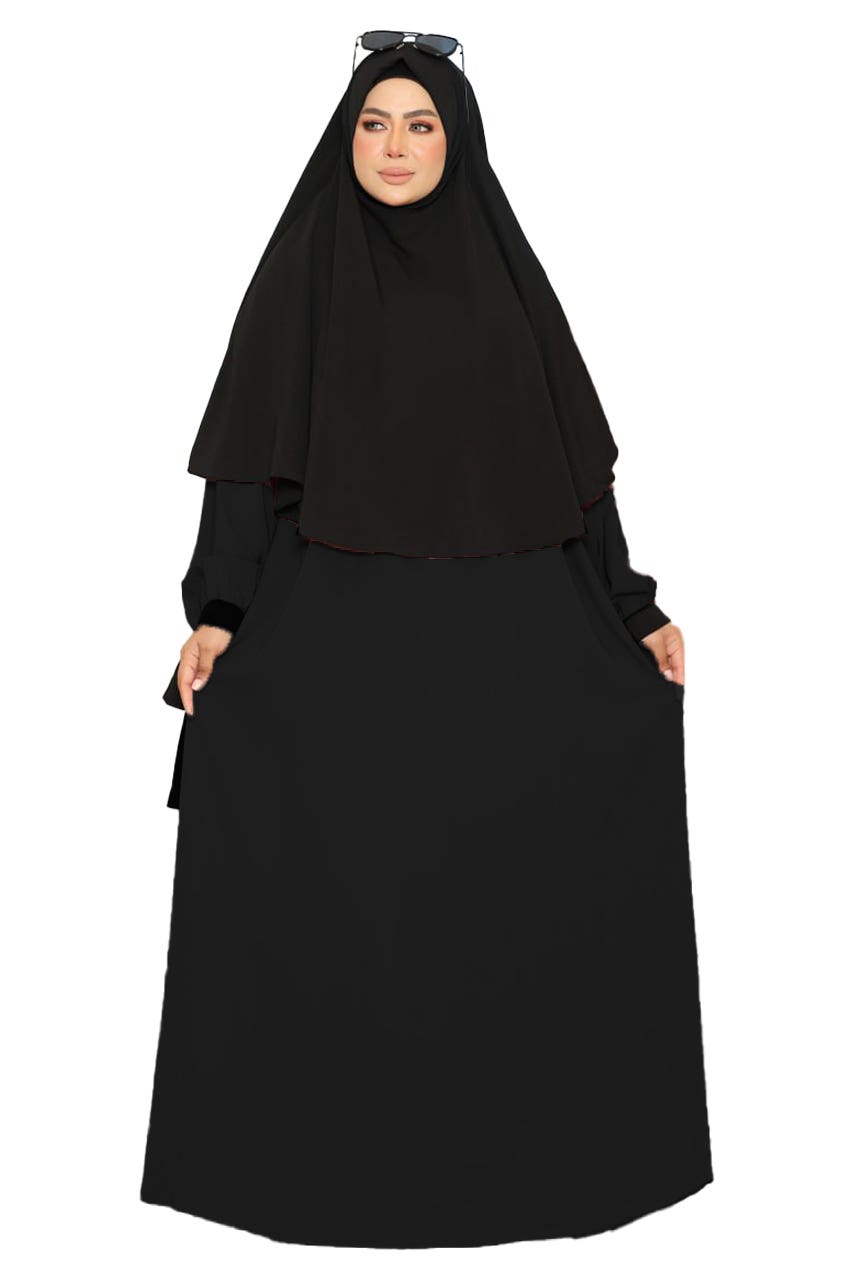 Women's Abaya - Gamal Sons, Royal Crepe, Model 8167, 2 Pieces, Luxury - Black
