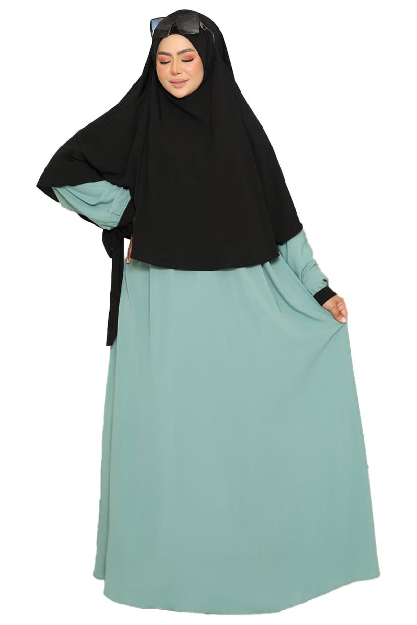 Women's Abaya - Gamal Sons, Royal Crepe, Model 8167, 2 Pieces, Luxury - Turquoise