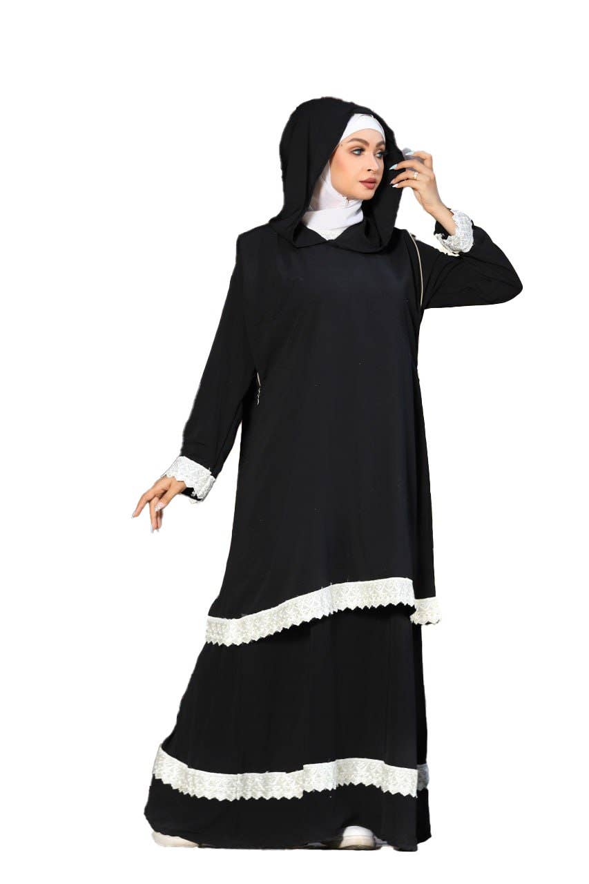 Women's Abaya - Gamal Sons, Model 9058, 2 Pieces, Luxury - Black
