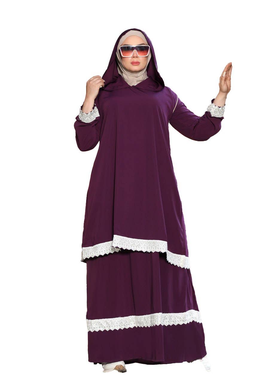 Women's Abaya - Gamal Sons, Model 9058, 2 Pieces, Luxury - Purple